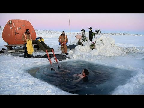 antarctic researchers take icy plunge