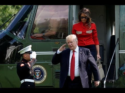 president trump first lady melania in red arrive at the white house