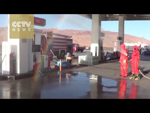 firefighters free gas station surrounded by bees in xinjiang