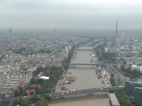 raw aerials of widespread flooding in france