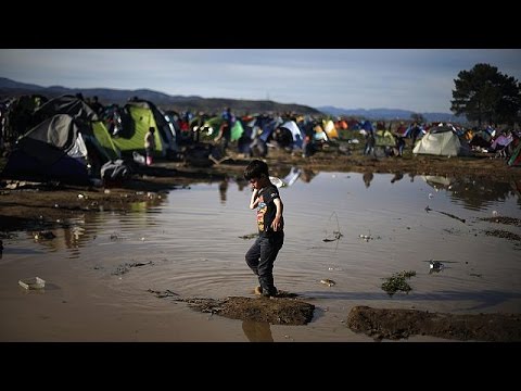 in idomeni on the border with fyrom