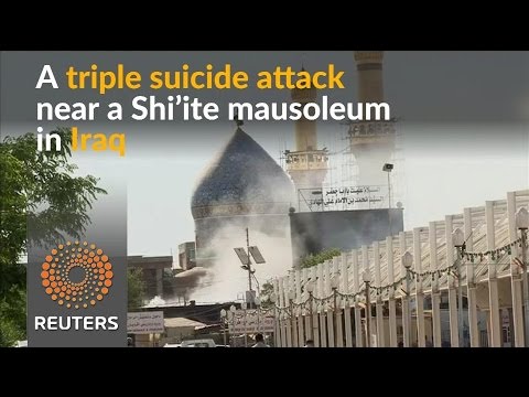 is claims triple suicide attack near shiite mausoleum in iraq