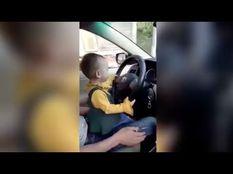 3yearold girl drives car sitting