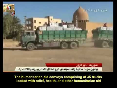 syria red crescent and russian aid arrives