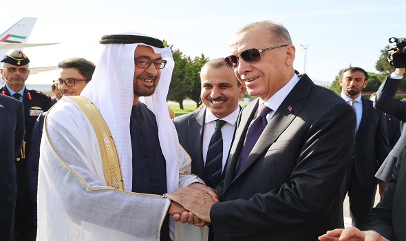 أردوغان ومحمد بن زايد يؤكدان على تطوّر العلاقات القوية  بين البلدين والعمل  لخدمة شراكتهما ومصالحهما